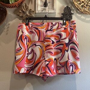 Express Pink and Orange Swirl High Waist Shorts